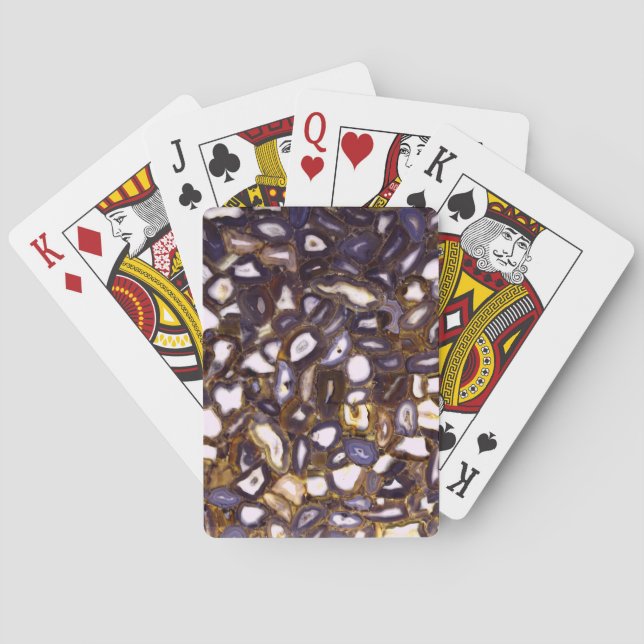 Purple Brown White Agate stone pattern  Playing Cards (Back)