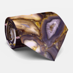 Purple Brown White Agate stone pattern Tie