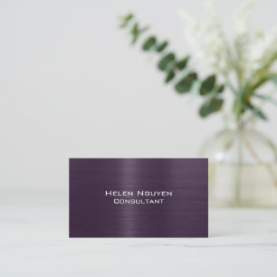 Purple Brushed Metal Metallic Stainless Steel Business Card