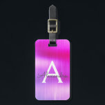 Purple Brushed Metal Monogram Name and Initial Luggage Tag<br><div class="desc">Purple Brushed Metal Foil Monogram Name and Initial Luggage Tag. This bag tag is perfect for Back to School,  Work,  or Travelling.</div>