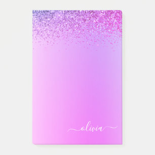Purple Brushed Metal Monogram Name Luxury Post-it Notes