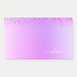 Purple Brushed Metal Monogram Name Modern Post-it Notes