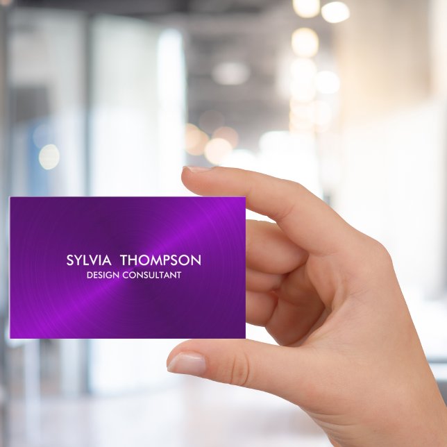 Purple Brushed Metal Sheen Business Card (Front of card. The business card available in 6 different colors.)