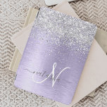 Purple Brushed Metal Silver Glitter Monogram Name iPad Pro Cover<br><div class="desc">Easily personalise this trendy chic ipad cover design featuring pretty silver sparkling glitter on a purple brushed metallic background.</div>