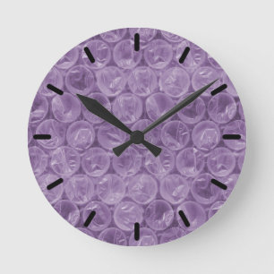 Purple bubble wrap pattern round clock