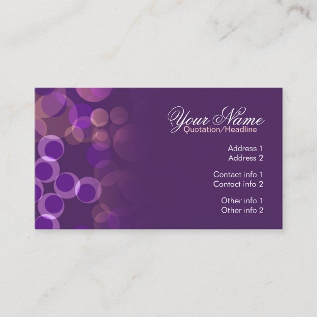 Purple Bubbles Business Card (Front)