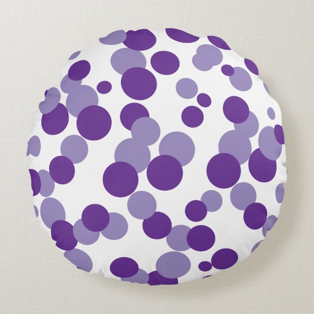 Purple Bubbles Confetti Pattern Round Pillow (Front)