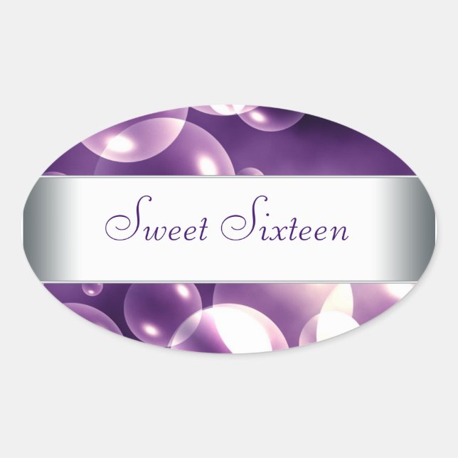 Purple Bubbles Envelope Seal Party Favour Labels (Front)