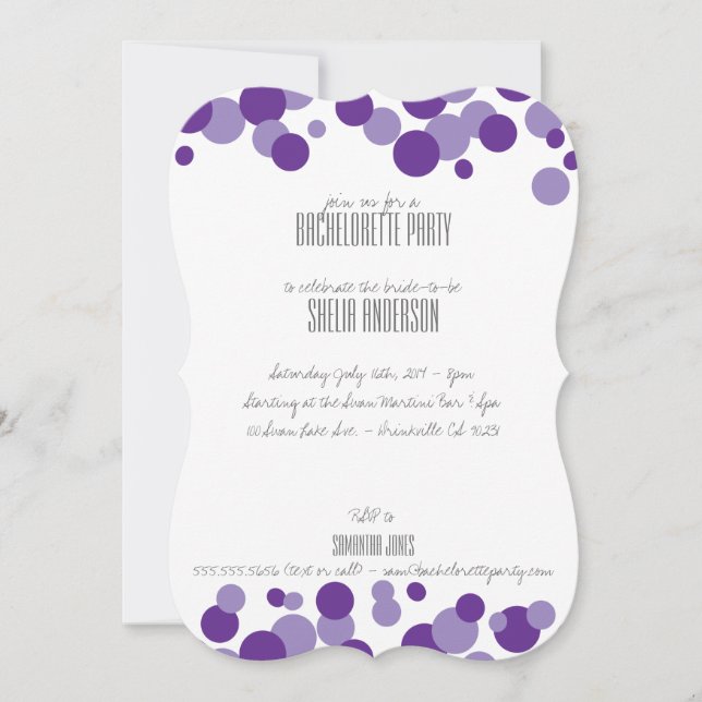 Purple Bubbles Party Invitations (Front)