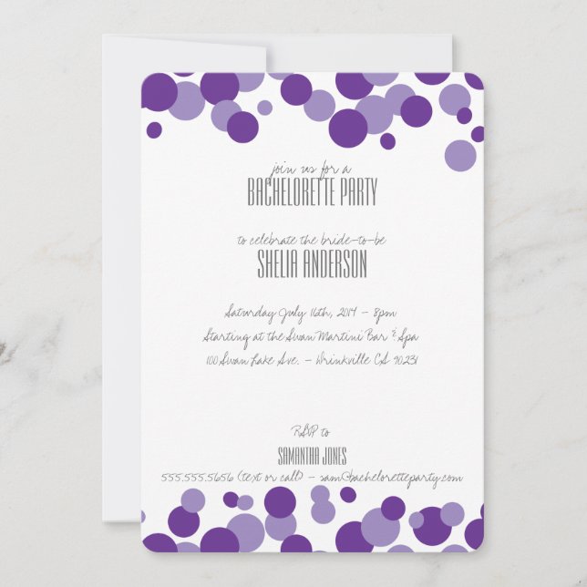 Purple Bubbles Party Invitations (Front)