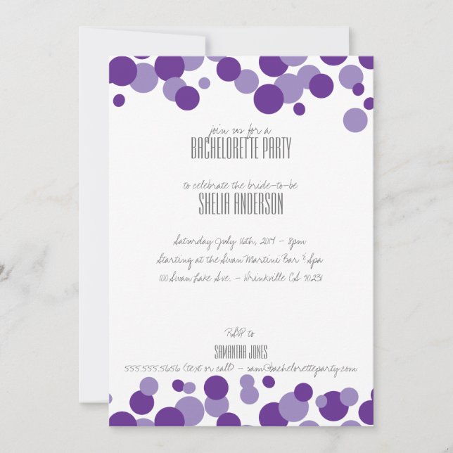 Purple Bubbles Party Invitations (Front)