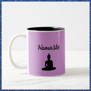 Purple Buddha Namaste Two-Tone Coffee Mug