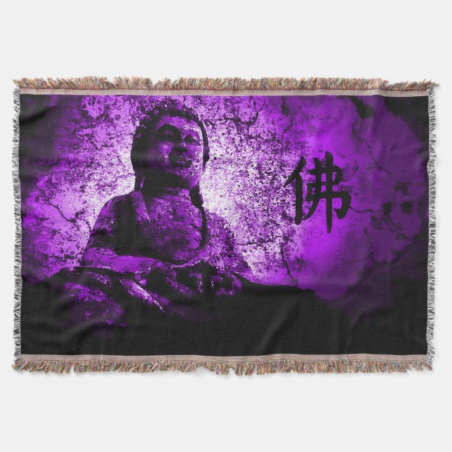 Purple Buddha Wisdom Throw Blanket (Front)