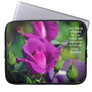 Purple Budding Rose Motivational Quote Laptop Sleeve