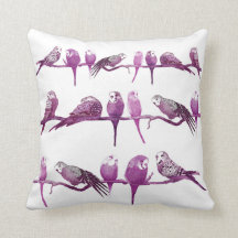 Purple Budgie Bird Parrot Cushion Pillow