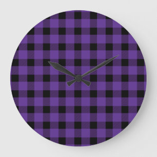 Purple Buffalo Country Lumberjack Plaid Large Clock