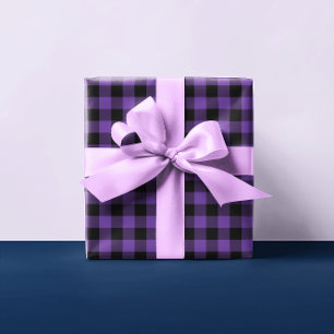 Purple Buffalo Plaid Christmas Small Wrapping Paper Sheet