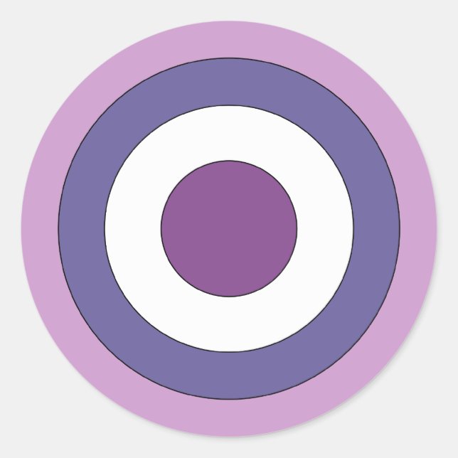 Purple Bulls-eye Classic Round Sticker (Front)