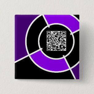 purple bullseye QR code 15 Cm Square Badge