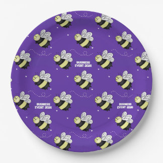 Purple Bumblebee Business Event 9 in. Paper Plates