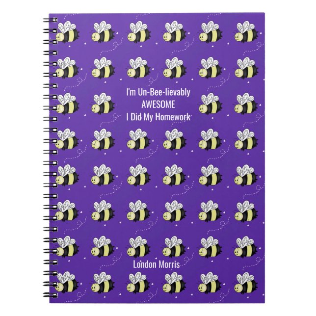 Purple Bumblebee Classic Student  Notebook (Front)
