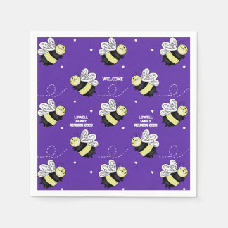 Purple Bumblebee Family Reunion Napkins