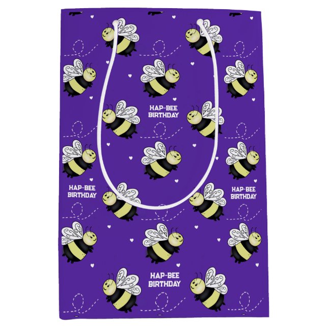 Purple Bumblebee Medium Glossy Gift Bag (Front)