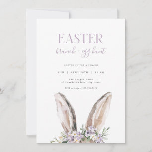 Purple Bunny Easter Brunch & Egg Hunt Invitation