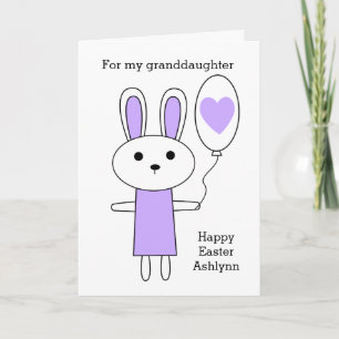 Purple Bunny Easter Granddaughter Holiday Card