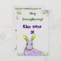 Purple Bunny Party Invitation Card