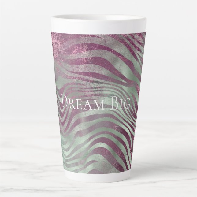 Purple Burgundy Aqua Mint Zebra Latte Mug (Front)