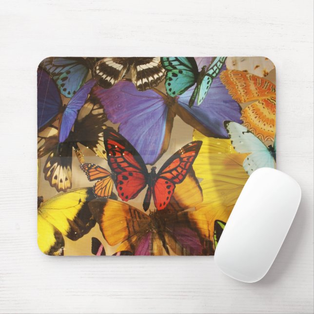 purple burgundy orange colourful tropical butterfl mouse pad (With Mouse)