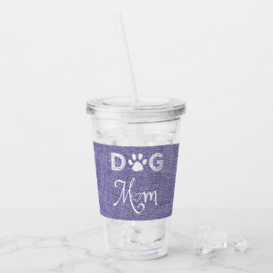 Purple Burlap Dog Mum Acrylic Tumbler
