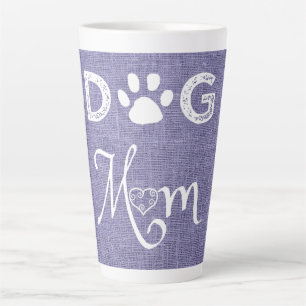 Purple Burlap Dog Mum Latte Mug