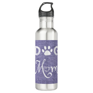 Purple Burlap Dog Mum Water Bottle