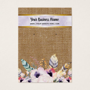 Purple Burlap Flowers Boho Earring Display Cards