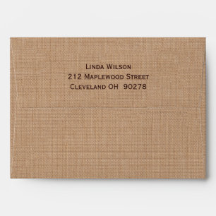 Purple Burlap Monogrammed Wedding Envelope
