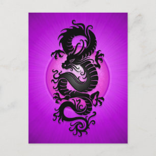 Purple Burst Chinese Dragon Postcard