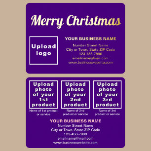 Purple Business Brand on Christmas Rectangle Foil Holiday Card