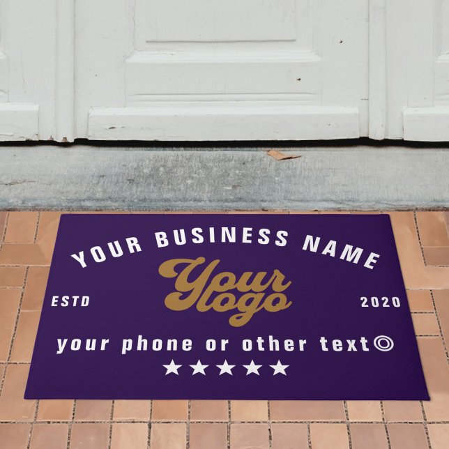 Purple Business logo Company name Branded Doormat (Creator Uploaded)