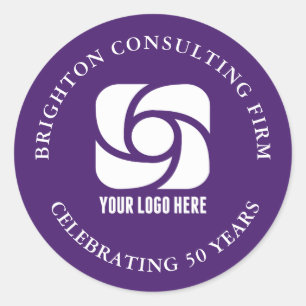 Purple Business Logo Custom Company Marketing Classic Round Sticker