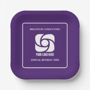 Purple Business Logo Custom Company Party Paper Plate