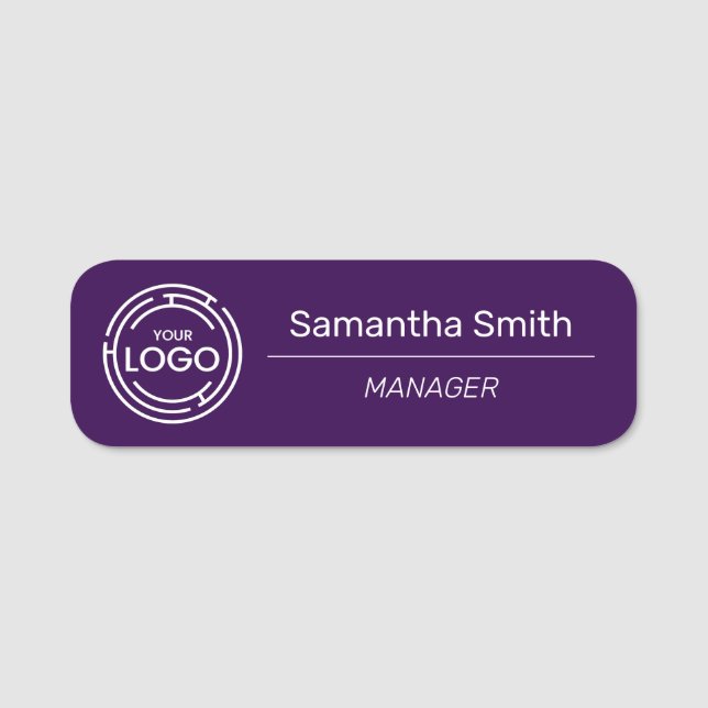 Purple Business Logo Employee Name Tag (Front)