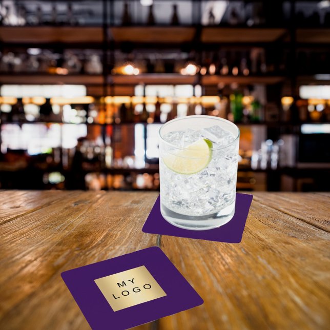 Purple business logo square paper coaster (Creator Uploaded)
