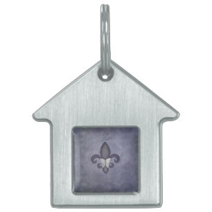 Purple Butterfleur   Butterfly on Fleur de Lis Pet Tag