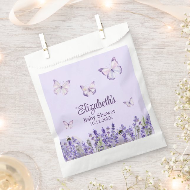 Purple Butterflies and Lavenders Baby Shower  Favour Bag (Clipped)