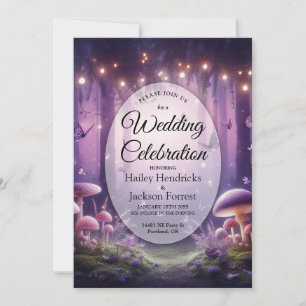 Purple Butterflies and Starlit Skies Wedding Invitation
