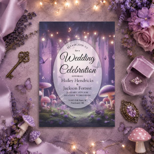 Purple Butterflies and Starlit Skies Wedding Invitation