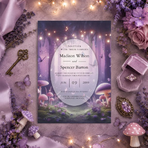 Purple Butterflies and Starlit Skies Wedding Invitation