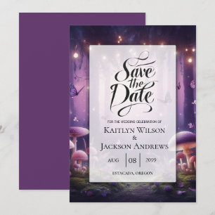 Purple Butterflies and Starlit Skies Wedding Save The Date